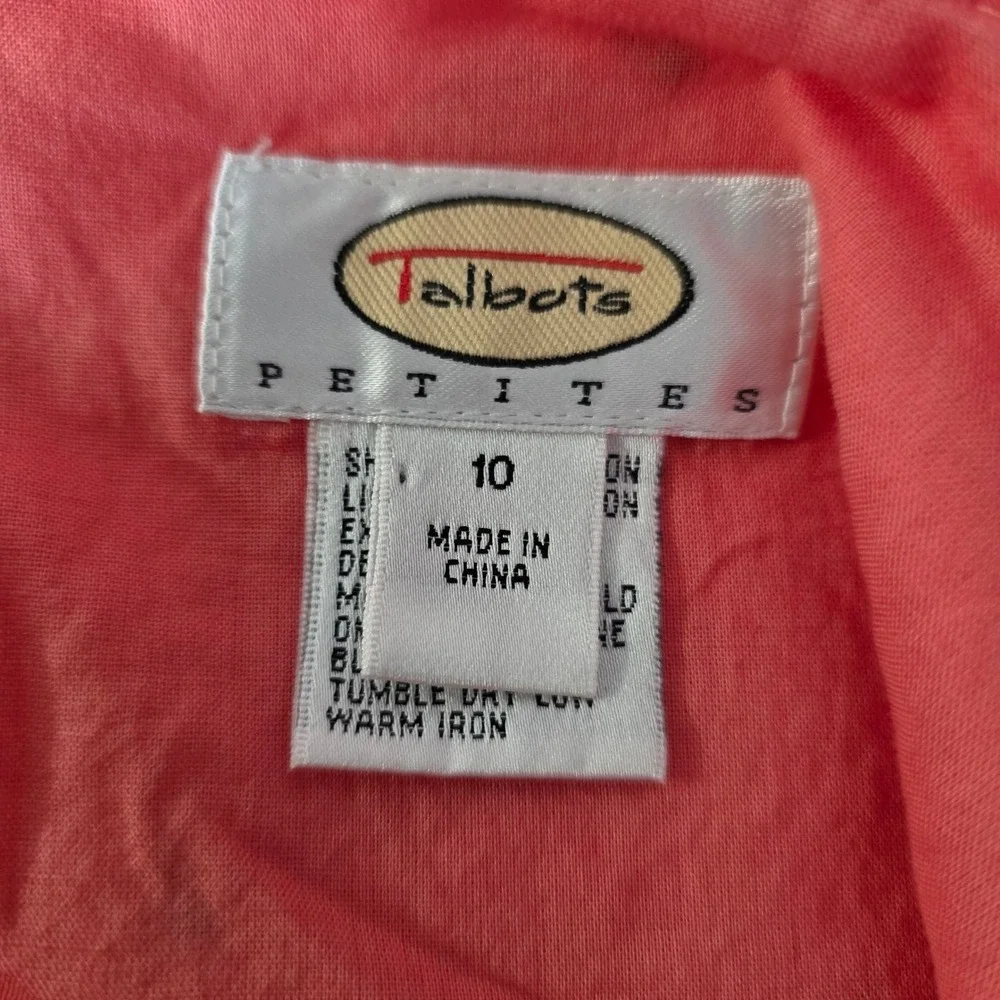 Talbots Skirt Cotton Womens 10P Coral Pink Flamingo‎ Embroidered A-Line
